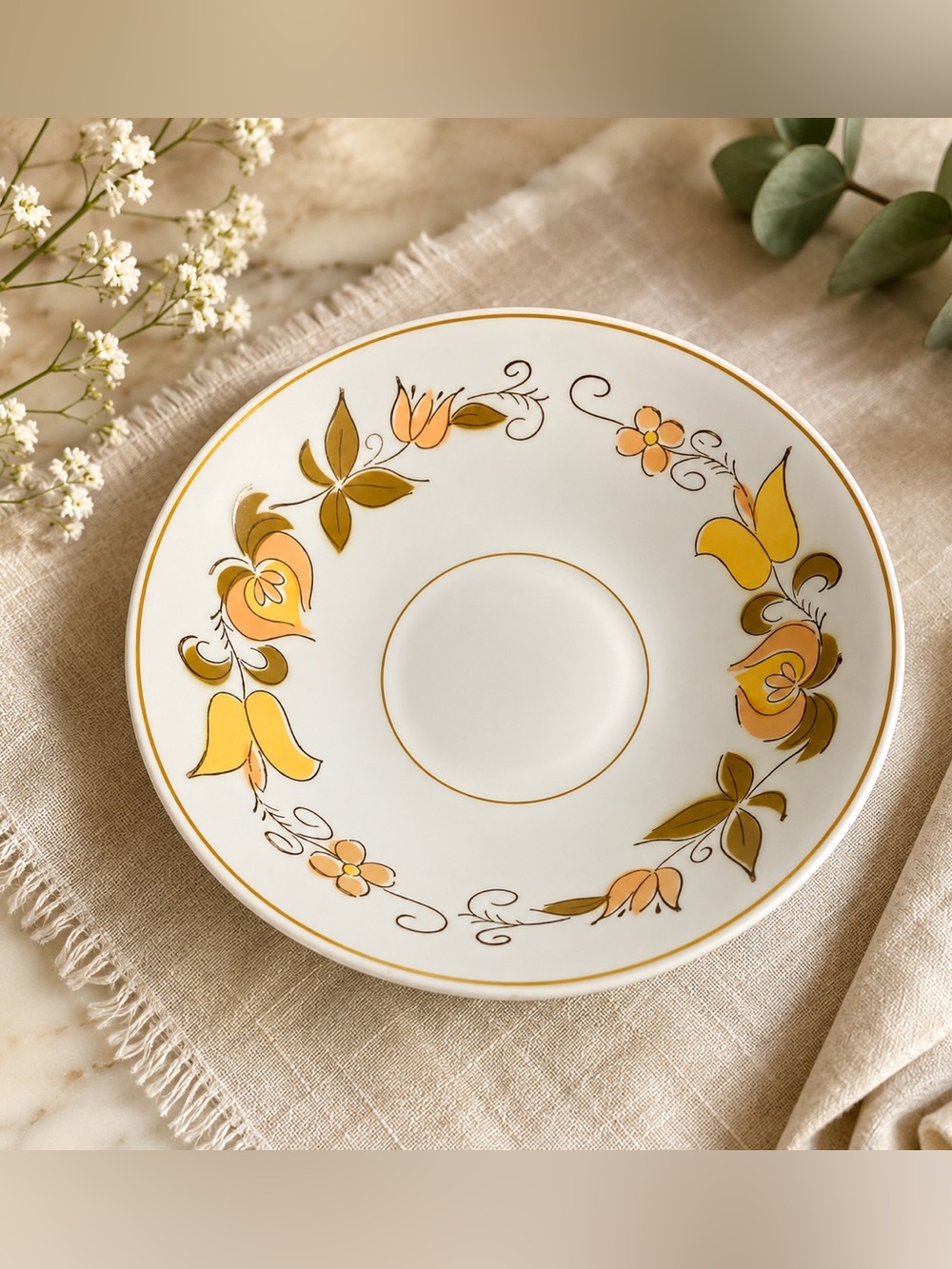 Vintage MIKASA Tamago Cera-Stone Serving Bowl 9” Japan Floral Ovenproof 70s